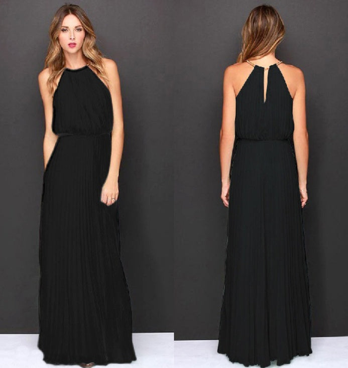 Women Halter Chiffon Maxi Dress