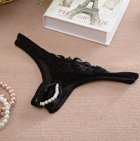 Low Rise Woman Panties, Lace Crotch String Bead Massage Temptation Briefs Ondergoed Ladies, Erotic Lingerie Sexy Underwear