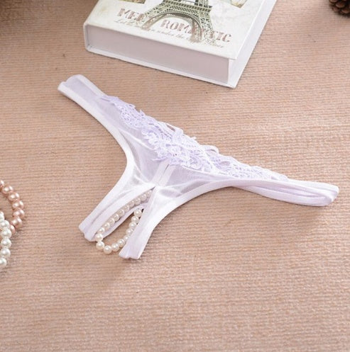 Low Rise Woman Panties, Lace Crotch String Bead Massage Temptation Briefs Ondergoed Ladies, Erotic Lingerie Sexy Underwear