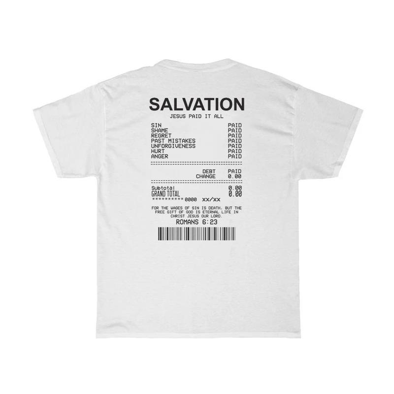 Women Salvation Back Print Bible Verse T-Shirts Oversized