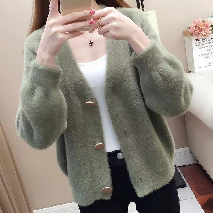 Fashionable Knitted Short Loose Outer Tops Women