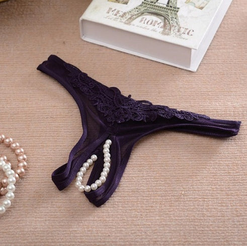 Low Rise Woman Panties, Lace Crotch String Bead Massage Temptation Briefs Ondergoed Ladies, Erotic Lingerie Sexy Underwear