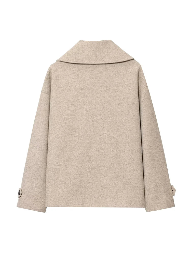 Women's Jackets 2025 Autumn Winter New Fashion Laple Long Sleeves Double-Breasted Jacket Female High Street Elegant New Coats