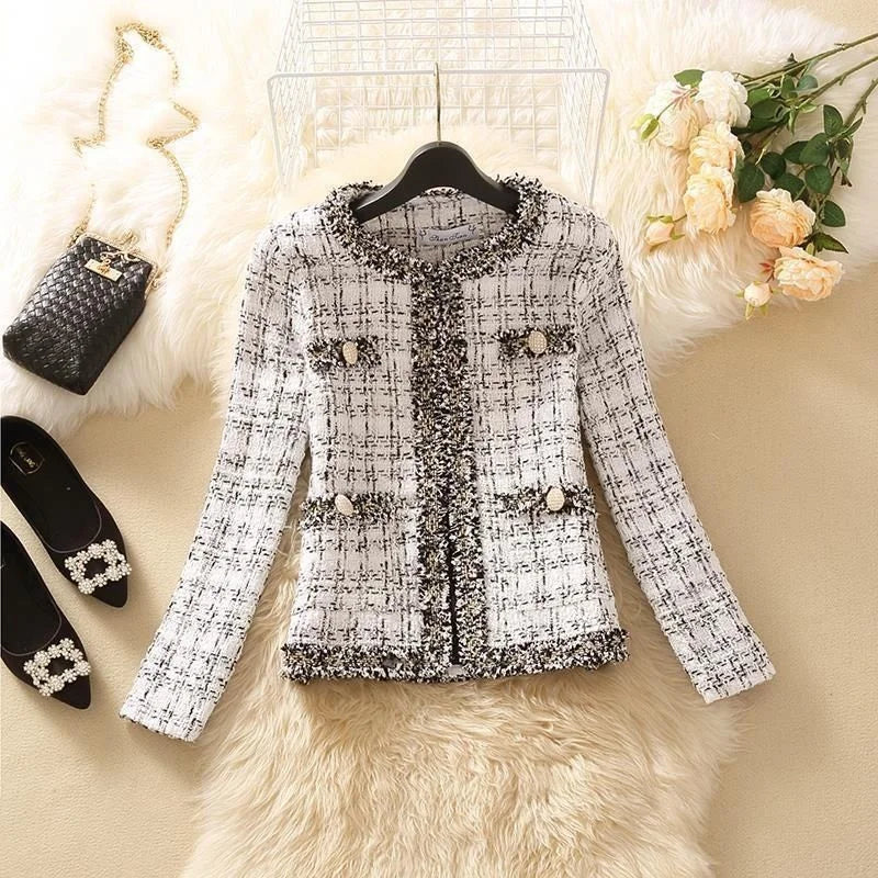 Women's Jackets Women's Jacket Spring new Trendy Ladies Short Joker Temperament Small Fragrant Tweed Coat Tweed Coat Cardigan