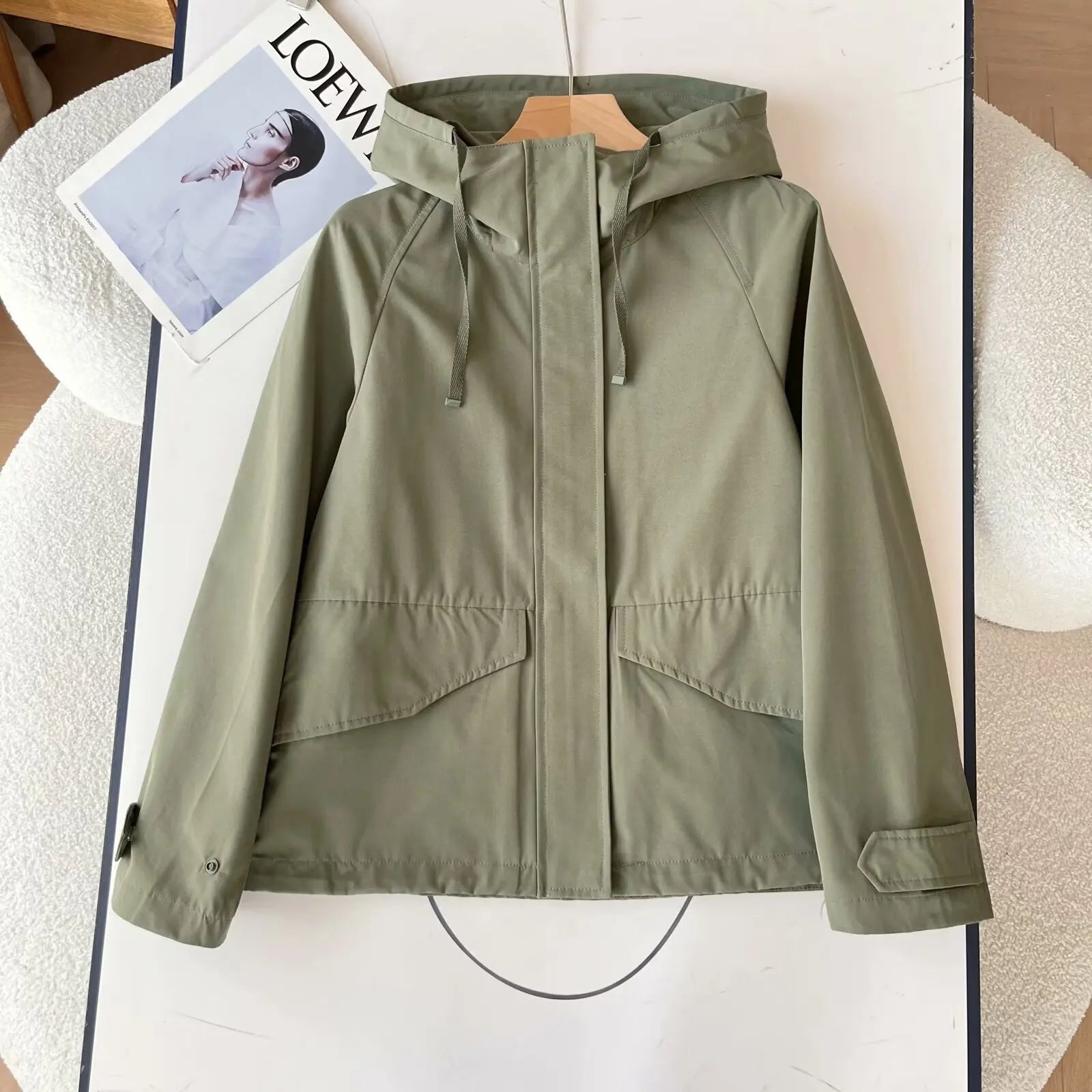 Women's Red Jacket Windproof Waterproof 2025 Casual Hooded Coat