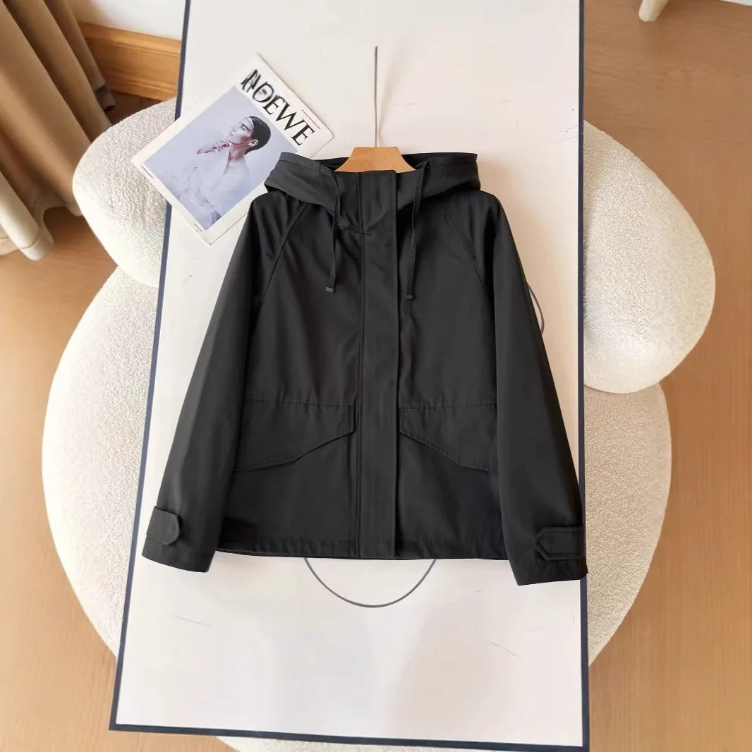 Women's Red Jacket Windproof Waterproof 2025 Casual Hooded Coat