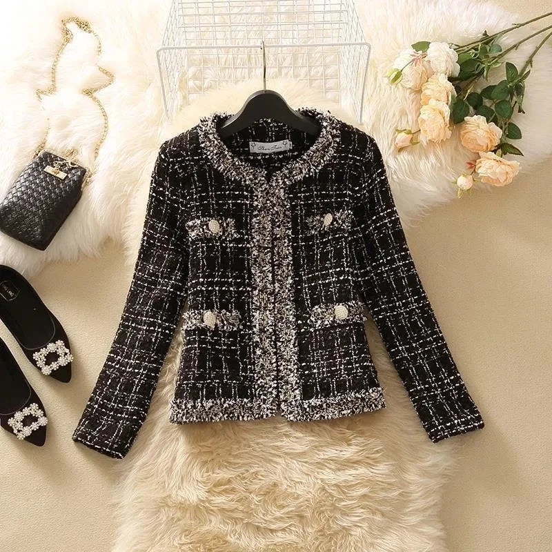 Women's Jackets Women's Jacket Spring new Trendy Ladies Short Joker Temperament Small Fragrant Tweed Coat Tweed Coat Cardigan