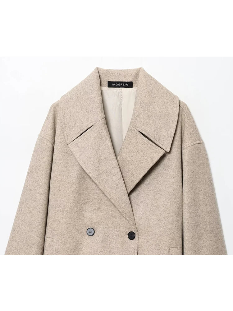 Women's Jackets 2025 Autumn Winter New Fashion Laple Long Sleeves Double-Breasted Jacket Female High Street Elegant New Coats