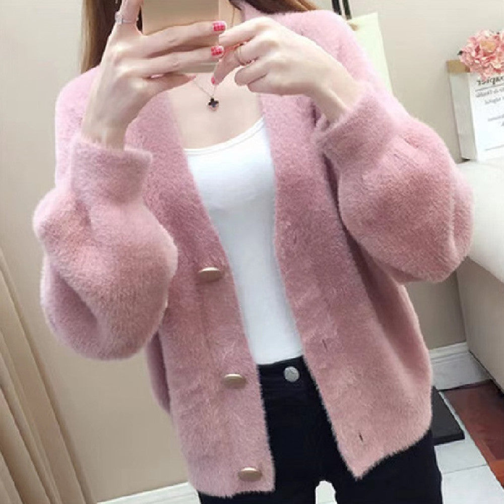 Fashionable Knitted Short Loose Outer Tops Women