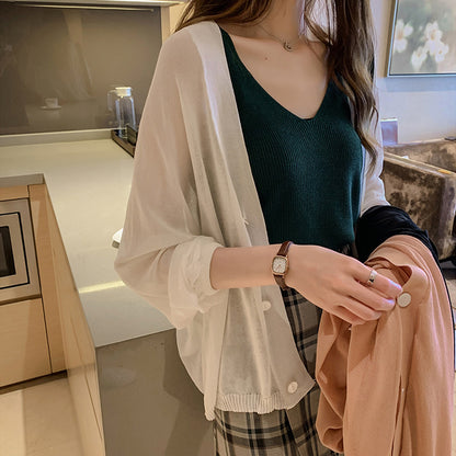 Women Spring Summer Cardigans V Neck Transparent