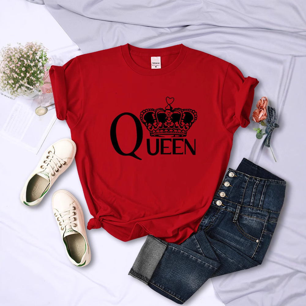 Queen'S Big Crown Printed Women T Shirts Breathable Summer