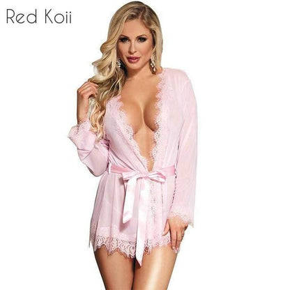 High-end Packaging Lace Trim Robe Lingerie