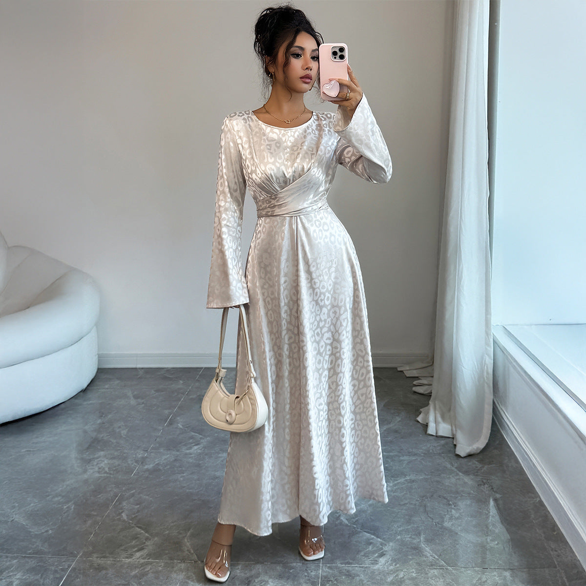 Long Sleeve High Waist Maxi Dress Women