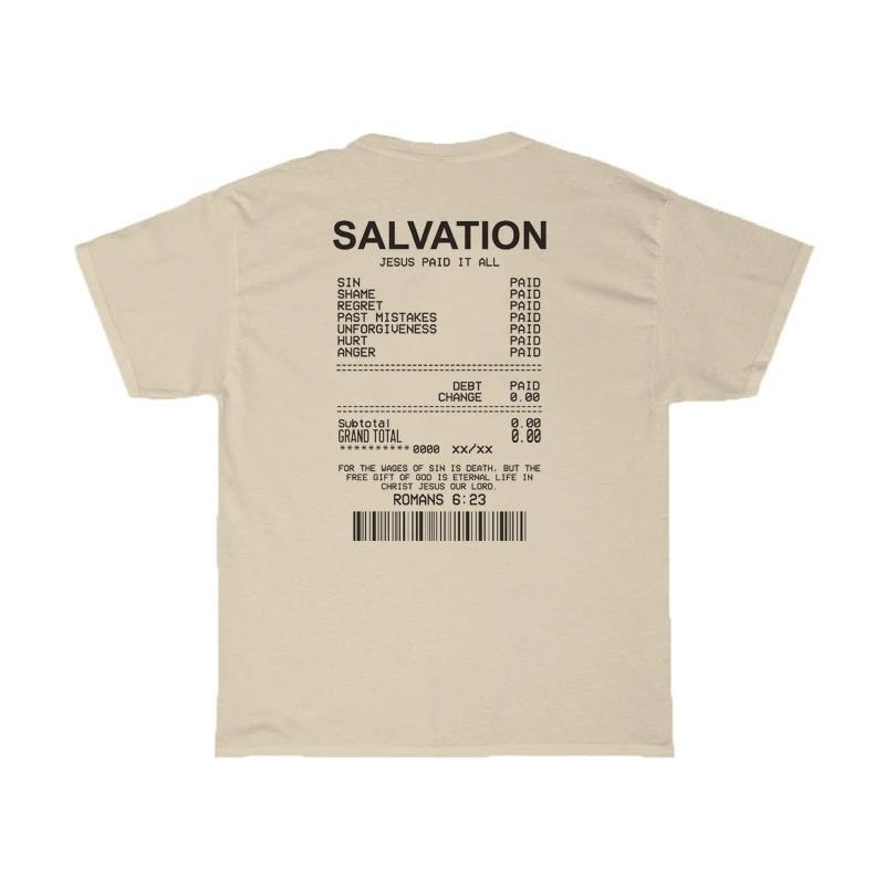 Women Salvation Back Print Bible Verse T-Shirts Oversized