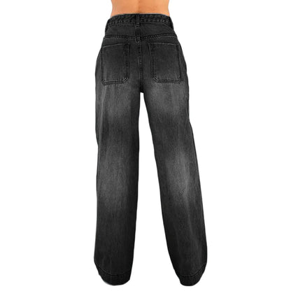 Jeans Wide Leg Jeans Pants For Women Casual For Women Fitshinling Fashion Clothing Vintafe Denim Trousers Light Blue Female