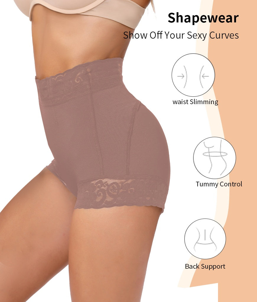 2 Pack Tummy Control Underwear For Women High Waisted Butt Lifting Panties Lace Breathable Comfortable Briefs