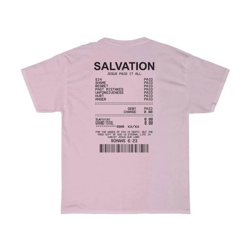 Women Salvation Back Print Bible Verse T-Shirts Oversized