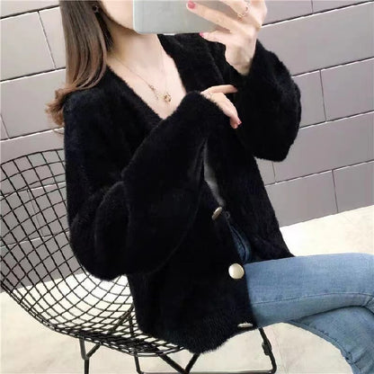 Fashionable Knitted Short Loose Outer Tops Women