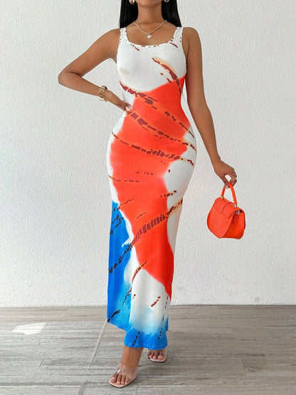 Women Fashionable Long Dress With Waistline Maxi Women Outfit