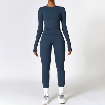 Tight-fitting Brushed Yoga Suit Quick-drying Fitness Clothes Fitness Long Sleeve Tracksuits Sports Suit