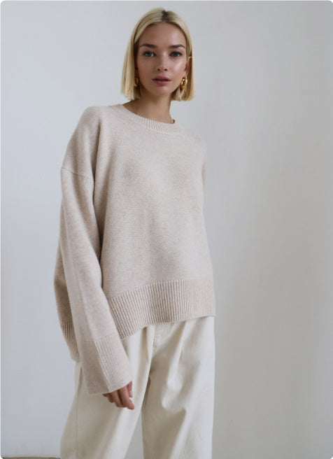 Sweaters Women's Clothing Knitwear Round Neck Loose Solid Color